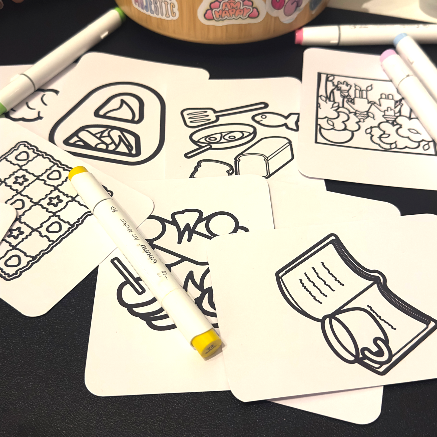 The Cosy Autumn Evening Colouring Cards