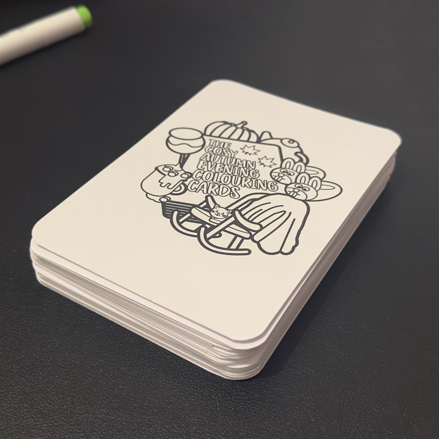 The Cosy Autumn Evening Colouring Cards