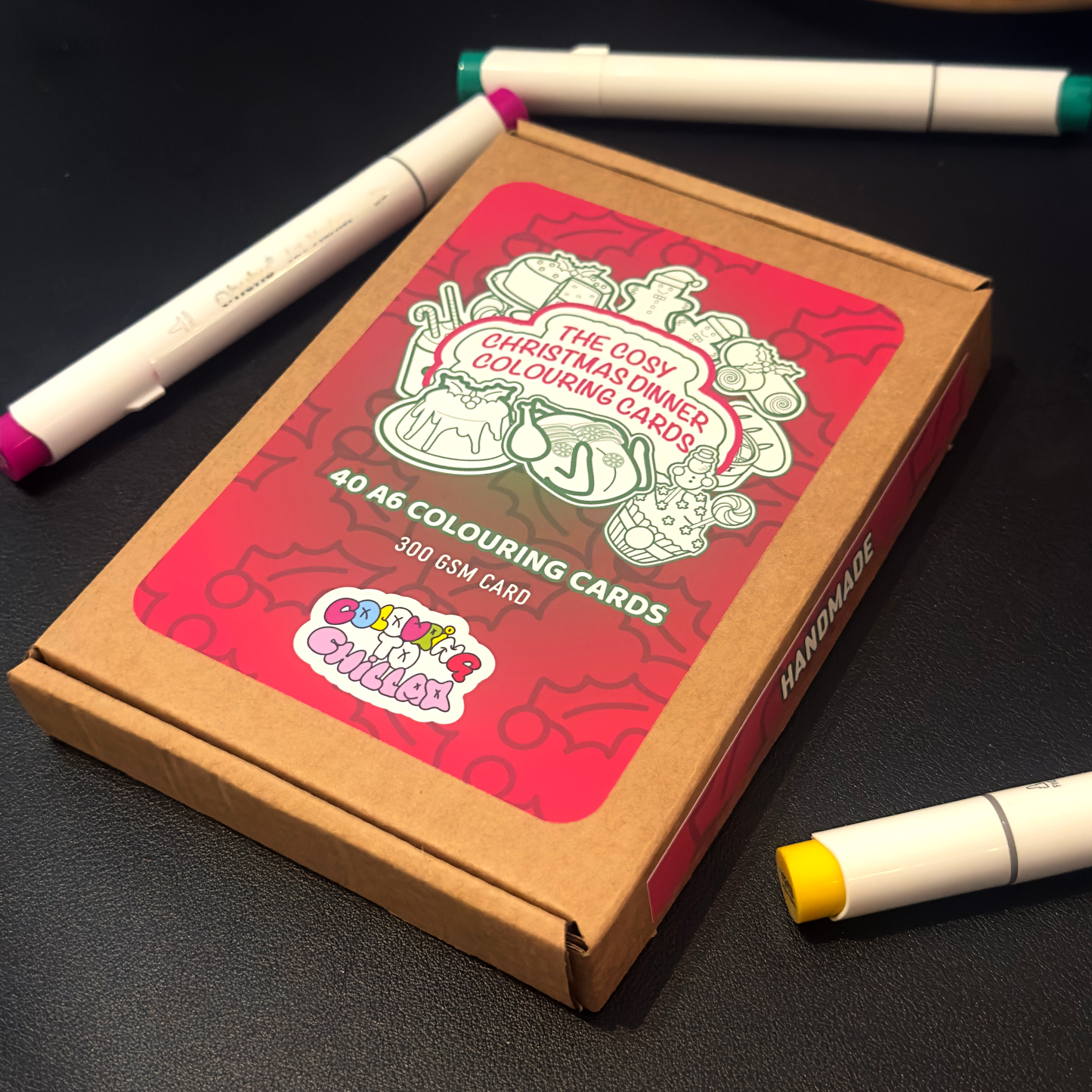 The Cosy Christmas Dinner Colouring Cards