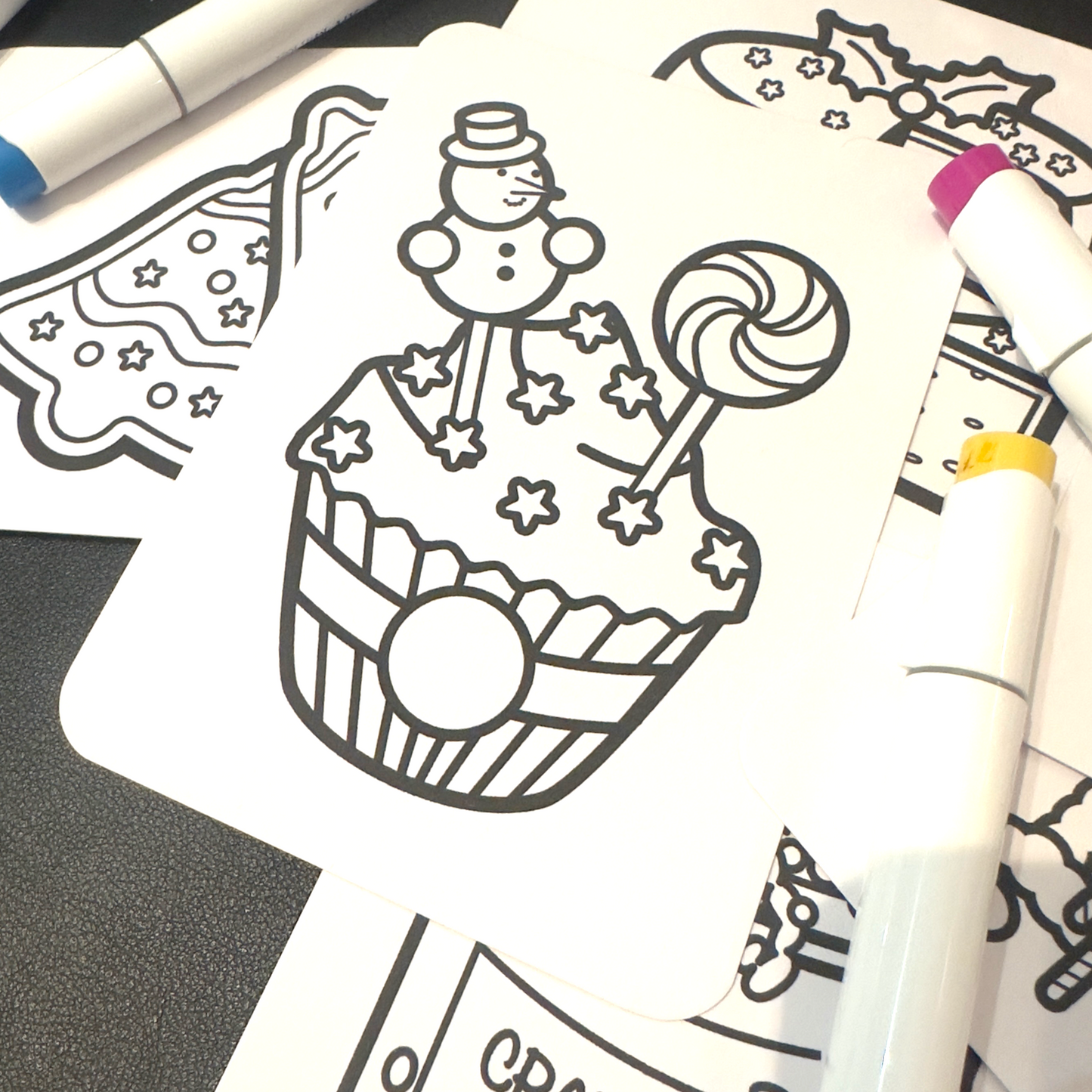 The Cosy Christmas Dinner Colouring Cards