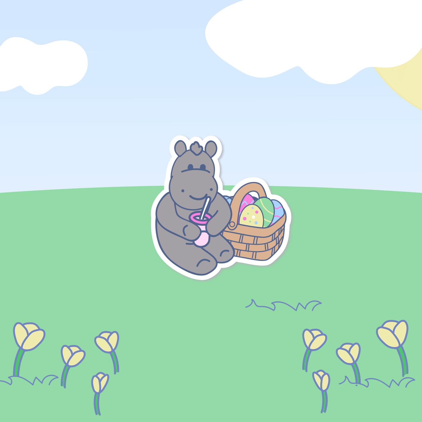 Huffles the Hippo - Hops into Easter Die-Cut Stickers