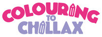 Logo with 'Colouring to Chillax' text in pink and purple on a white background