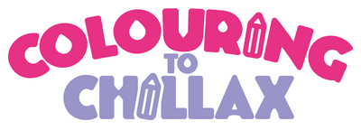 Logo with 'Colouring to Chillax' text in pink and purple on a white background