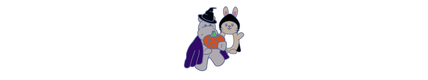 Cartoon characters in halloween costumes with a white background