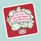 Cover of 'The Cosy Christmas Dinner Colouring Book' with festive illustrations on a red background.