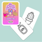 Coloring cards with a cartoon bear, cactus, and TV on a light blue background